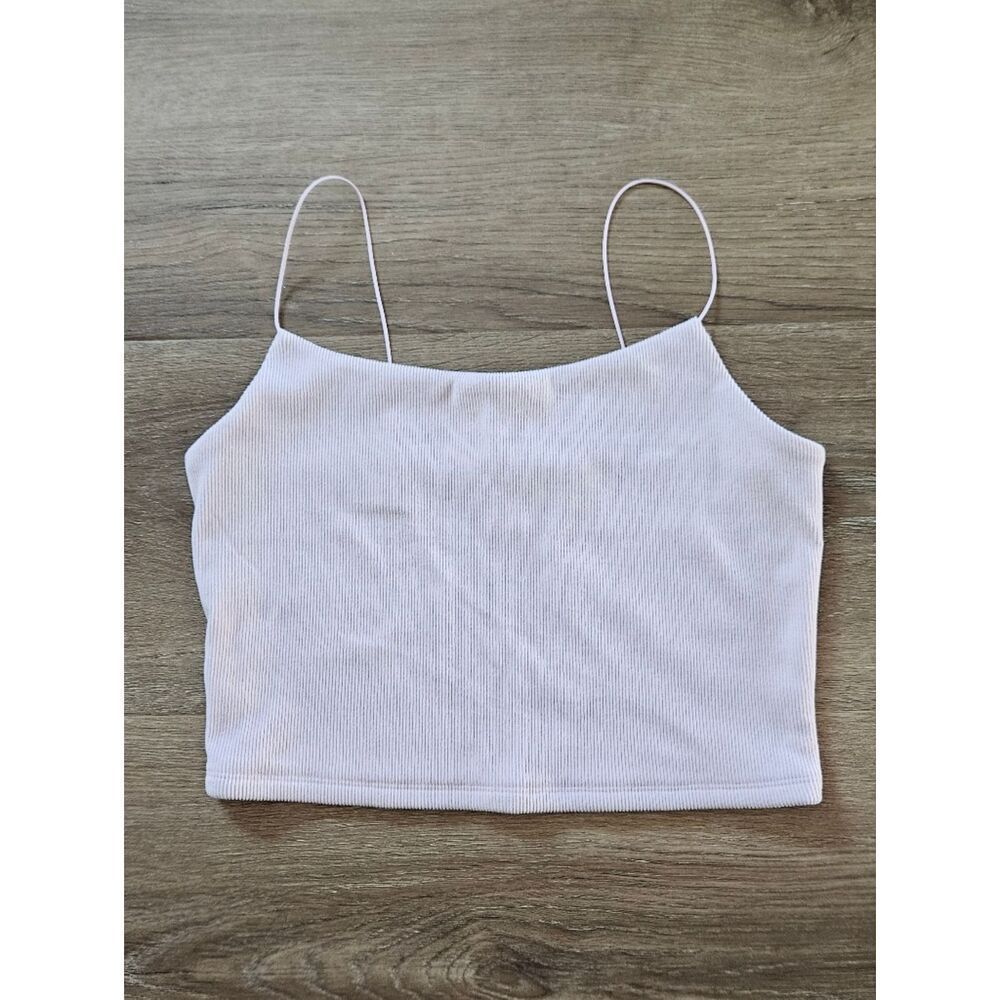 Wild Fable Light Pink Ribbed Spaghetti Strap Crop Top Size M